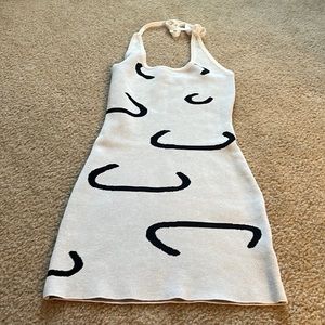 Women White knit swirl halter neck dress size small